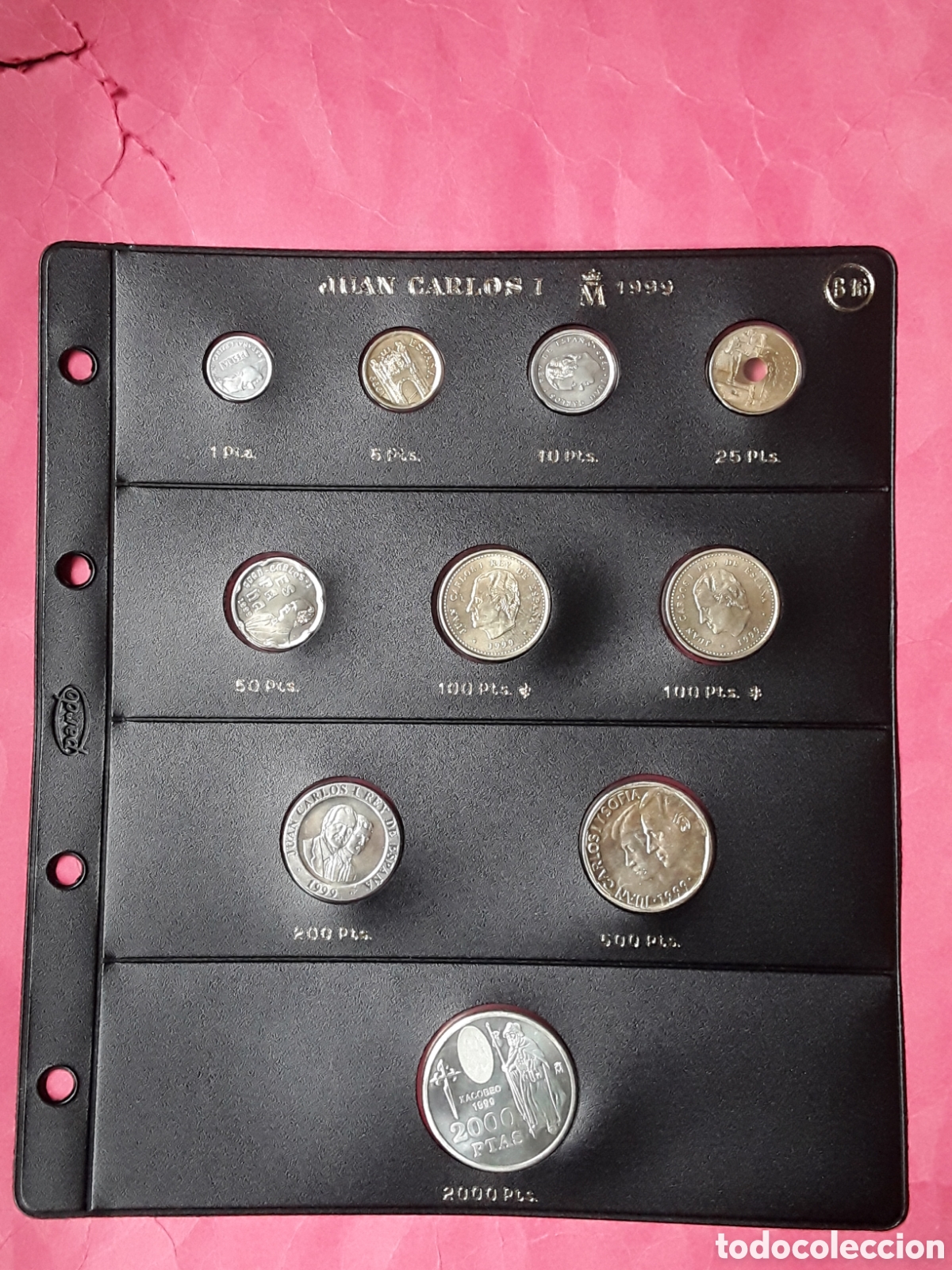 Monedas Juan Carlos I: PESETAS 1999 Y 2000 PESETAS 1999 PLATA.A&Ntilde;O COMPLETO. SIN CIRCULAR. MONTADO EN PARDO