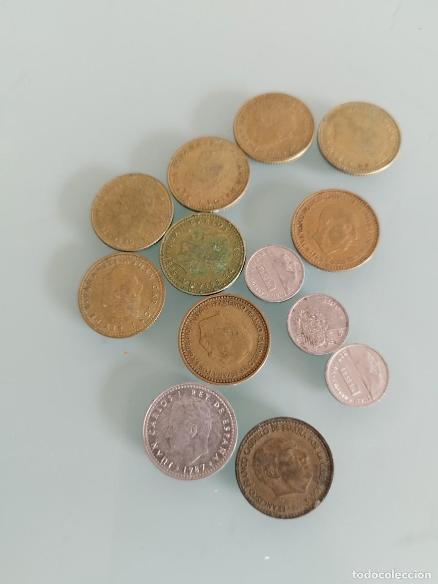 Monedas Juan Carlos I: Monedas espa&ntilde;olas antiguas de pesetas, de las &eacute;pocas de Francisco Franco y de Juan Carlos I.