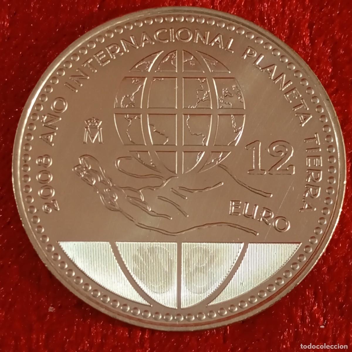 Monedas Juan Carlos I: MONEDA PLATA - A&Ntilde;O INTERNACIONAL PLANETA TIERRA - MONEDA 12 EUROS - JUAN CARLOS I SIN CIRCULAR / 1