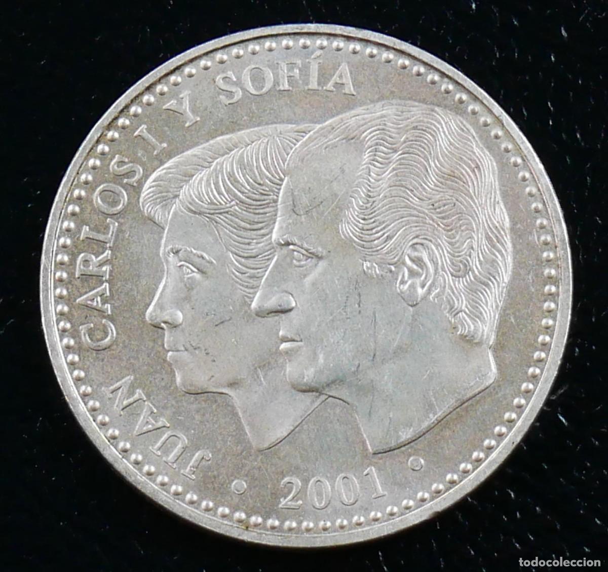 Monedas Juan Carlos I: Espa&ntilde;a 2001 &ndash; 2000 Pesetas Plata .925 &ndash; &Uacute;ltima Emisi&oacute;n de la Peseta &ndash; Juan Carlos I y Sof&iacute;a