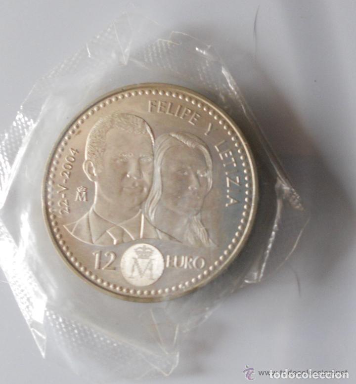 Monedas Juan Carlos I: Moneda 12 euros plata Espa&ntilde;a Pr&iacute;ncipes Asturias 2004- PRECINTADA