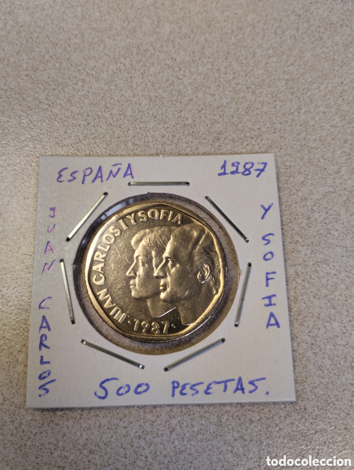 Monedas Juan Carlos I: Moneda 500 pesetas Espa&ntilde;a a&ntilde;o 1987 ebc encartonada