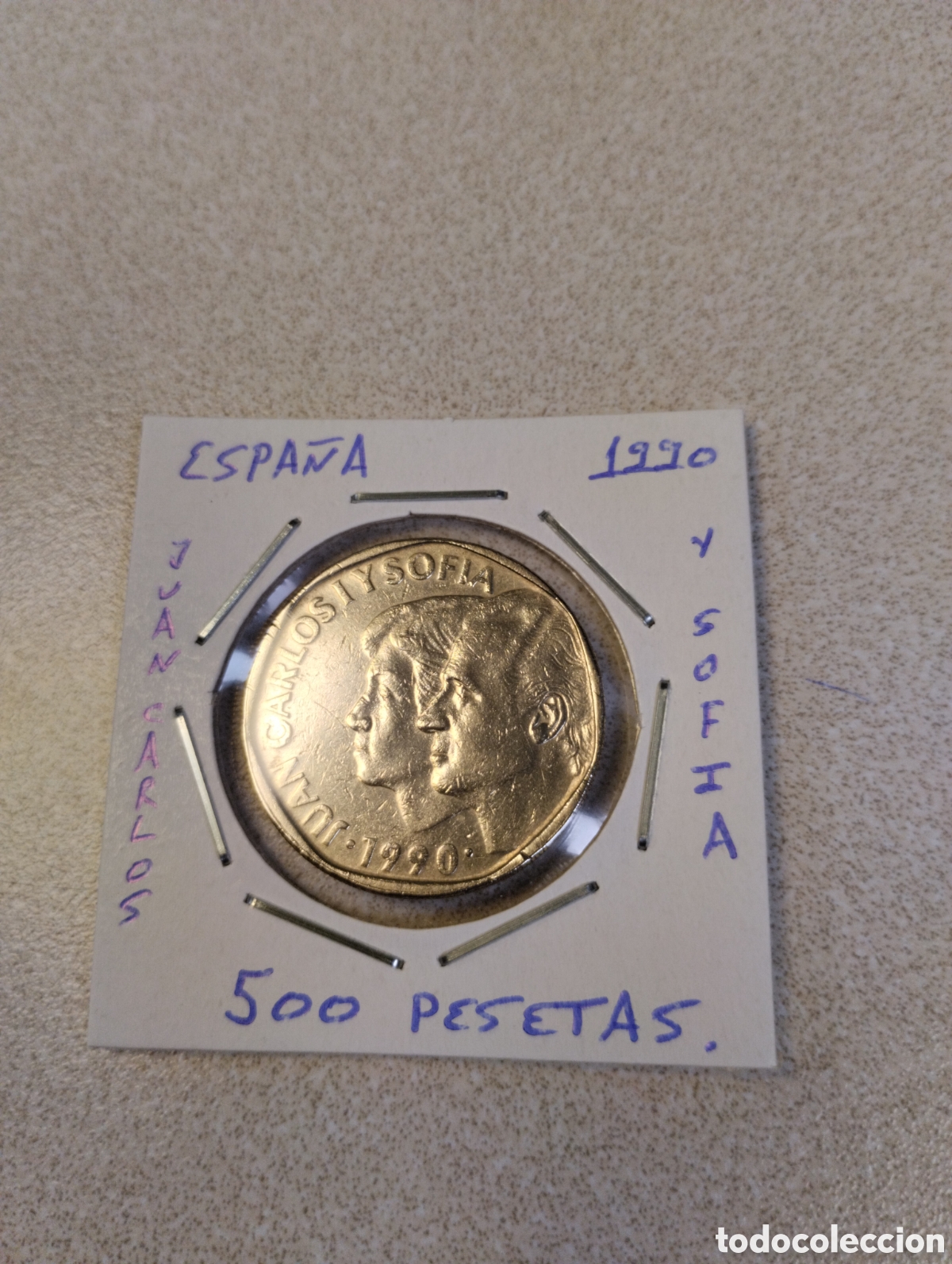Monedas Juan Carlos I: Moneda 500 pesetas Espa&ntilde;a a&ntilde;o 1990 mbc encartonada