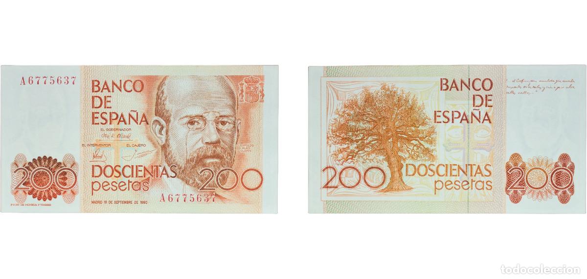 Monedas Juan Carlos I: Spain Kingdom 1980 200 Pesetas (Bank of Spain) Paper AU P 156a.2