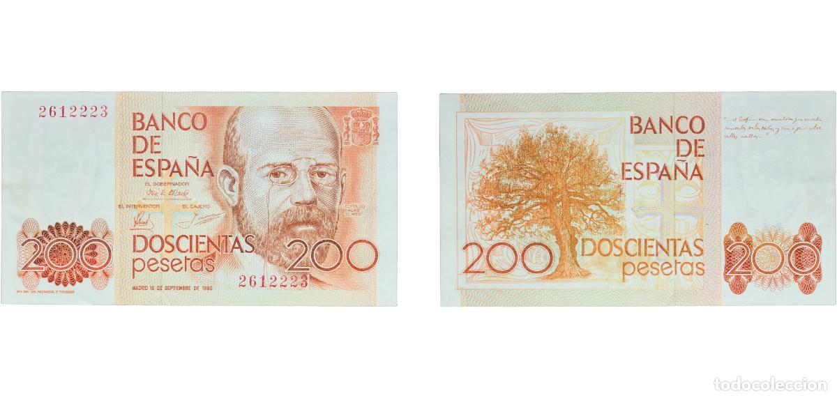 Monedas Juan Carlos I: Spain Kingdom 1980 200 Pesetas (Bank of Spain) Paper AU P 156a.1