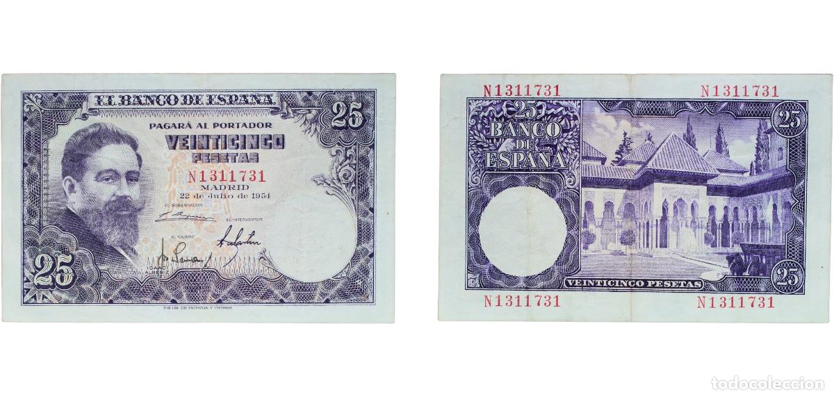 Monedas Juan Carlos I: Spain Nationalist Government 1954 25 Pesetas (Bank of Spain) Paper (206300000) XF P 147a