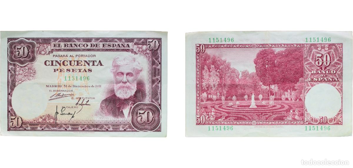Moedas Juan Carlos I: Spain Nationalist Government 1951 50 Pesetas Paper (69500000) VF P 141a