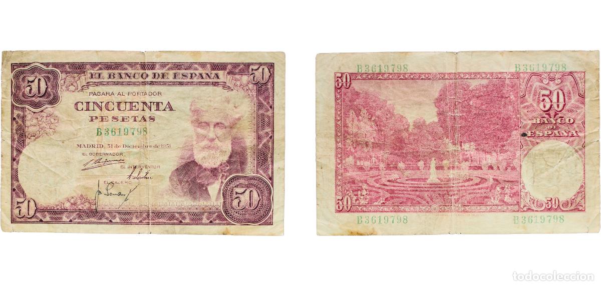 Monedas Juan Carlos I: Spain Nationalist Government 1951 50 Pesetas Paper (69500000) F P 141a