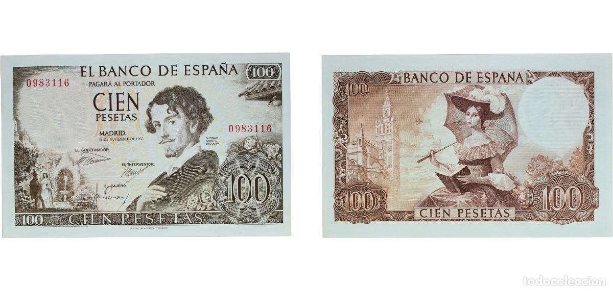 Monedas Juan Carlos I: Spain Nationalist Government 1965 100 Pesetas Paper AU P 150a.1