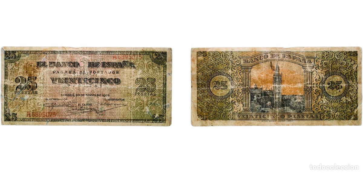 Monedas Juan Carlos I: Spain Kingdom 1938 25 Pesetas Paper (55000000) F P 111a