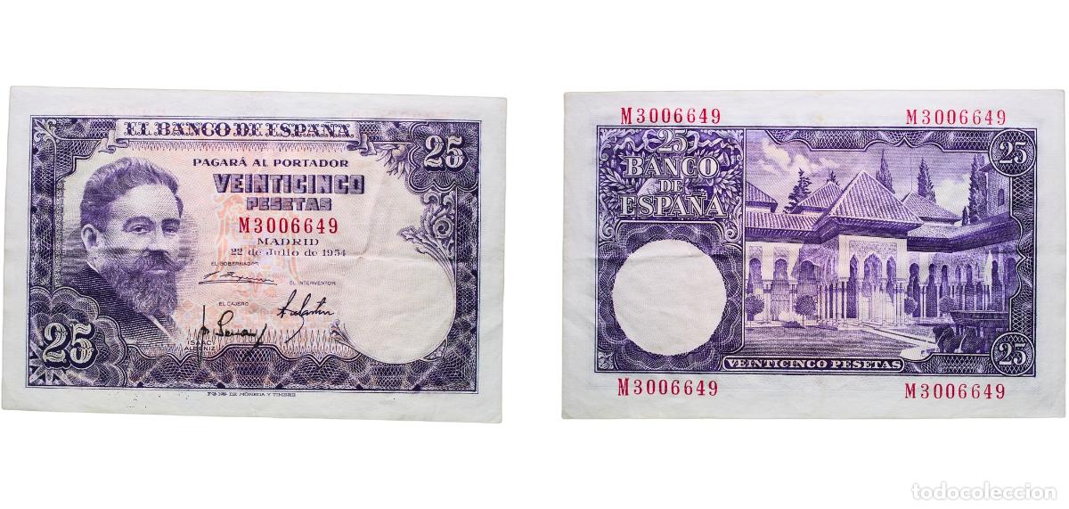 Monedas Juan Carlos I: Spain Nationalist Government 1954 25 Pesetas Paper (206300000) XF P 147a