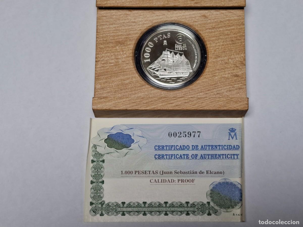 Monedas Juan Carlos I: Estuche Moneda de 1000 PESETAS de PLATA de 1998 J.S.ELCANO BANCO ESPA&Ntilde;A PROOF