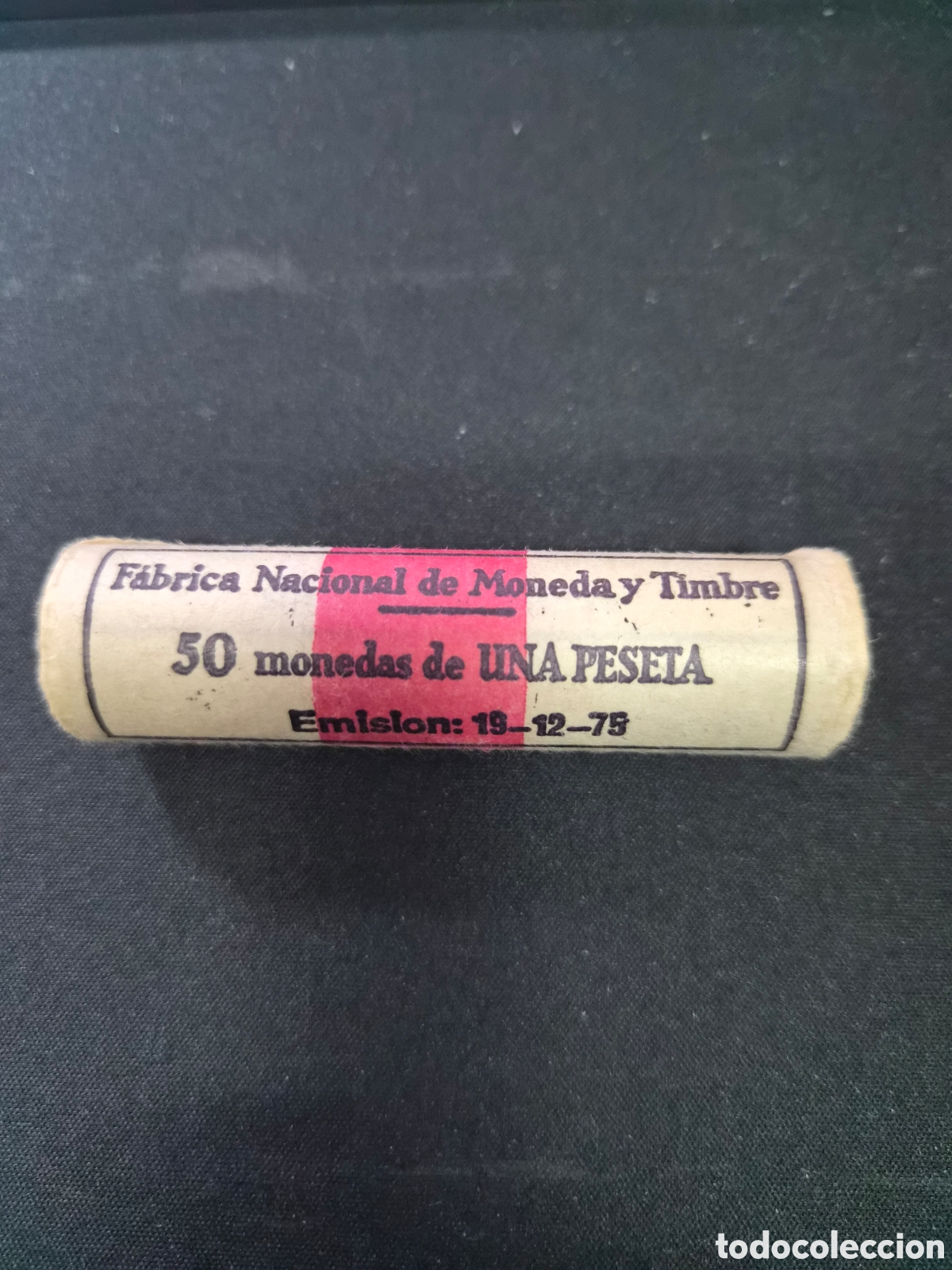 Monedas Juan Carlos I: Cartucho original FNMT 50 monedas de 1 peseta &ndash; Emisi&oacute;n 19-12-1975