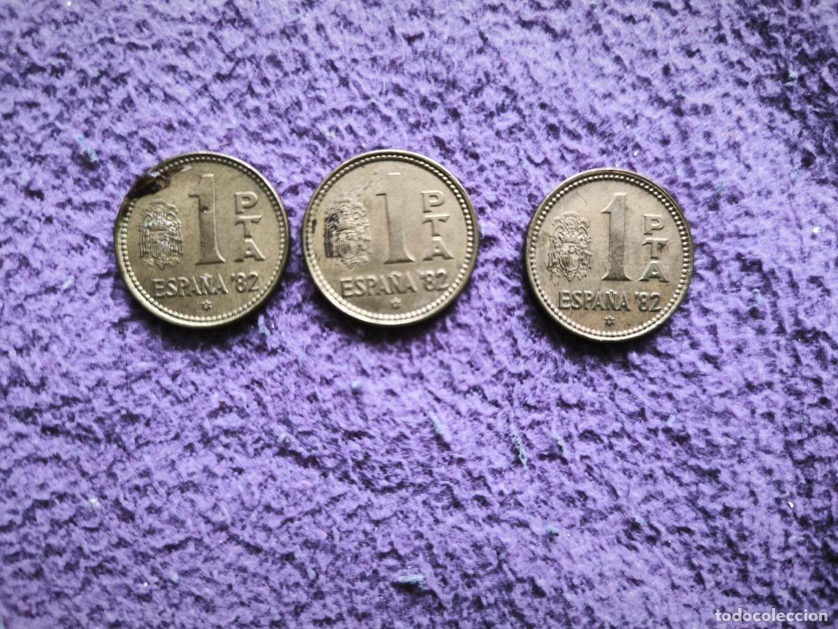 Monedas Juan Carlos I: Lote 3 Monedas 1 Peseta Espa&ntilde;a '82 Mundial De F&uacute;tbol &ndash; Juan Carlos I &ndash; Coleccionista