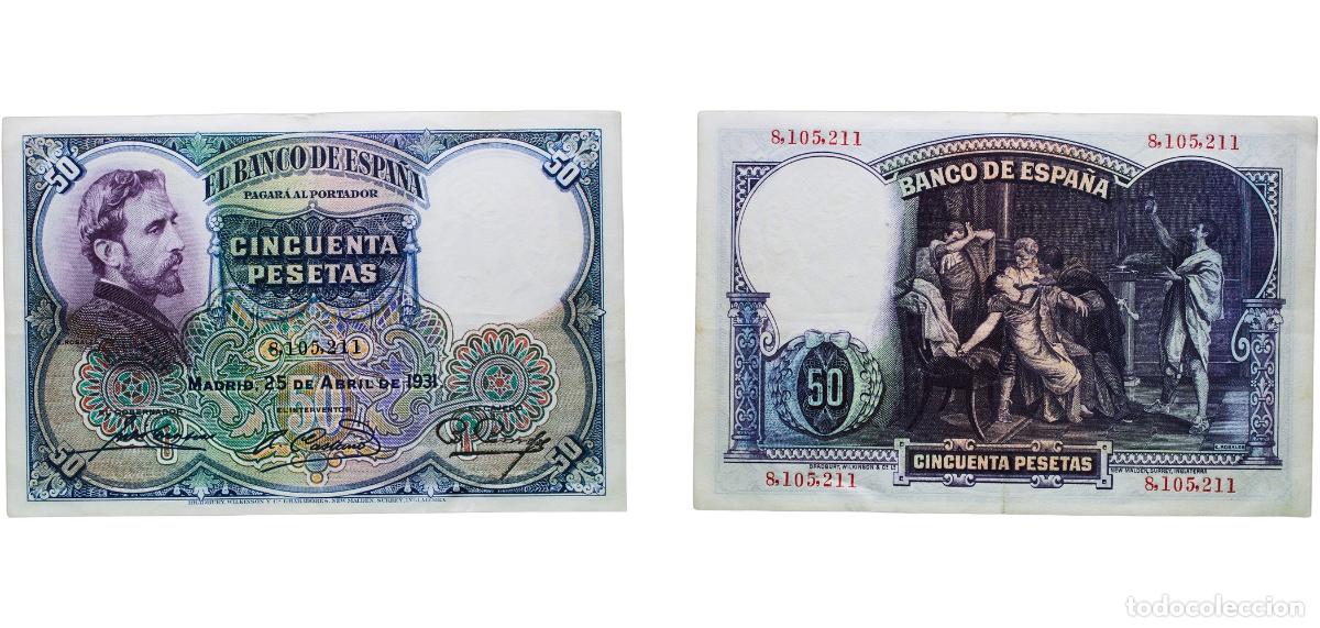 Monedas Juan Carlos I: Spain Second Republic 1931 50 Pesetas Paper (10000000) XF P 82