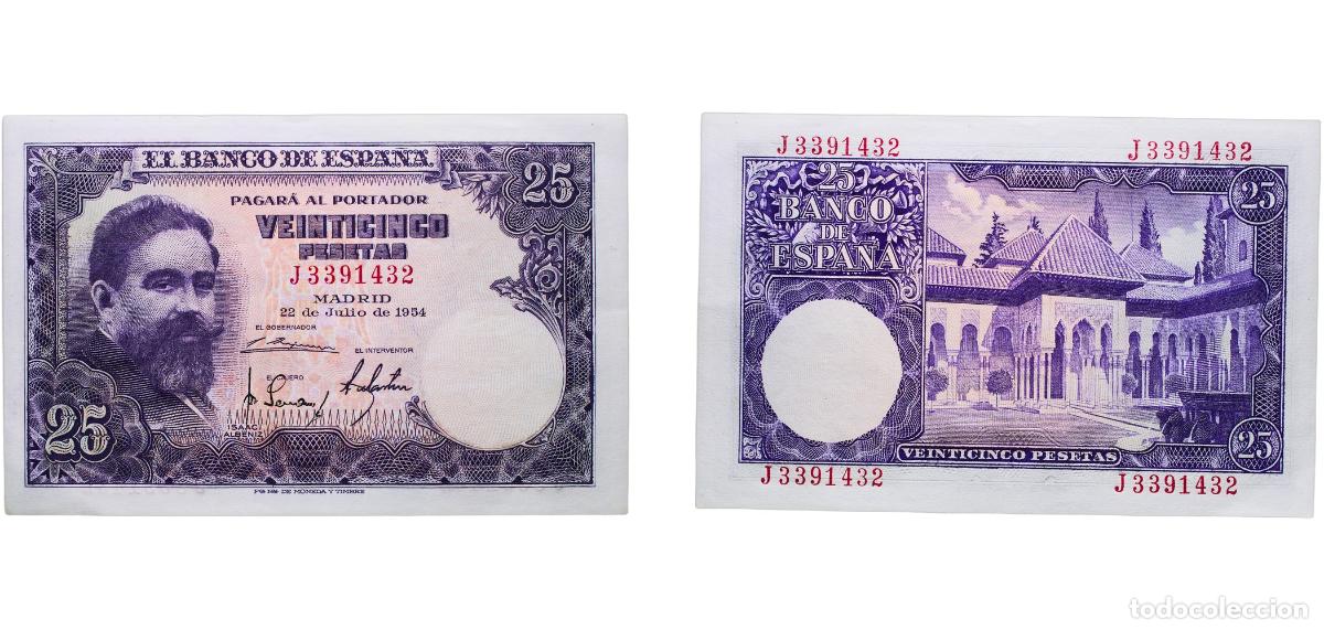 Monedas Juan Carlos I: Spain Nationalist Government 1954 25 Pesetas Paper (206300000) AU P 147a