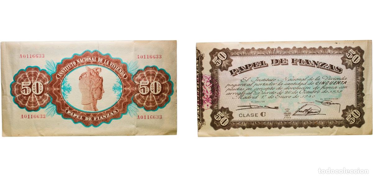 Monedas Juan Carlos I: Spain Nationalist Government 1940 50 Pesetas (Instituto Nacional de la Vivienda) Paper XF