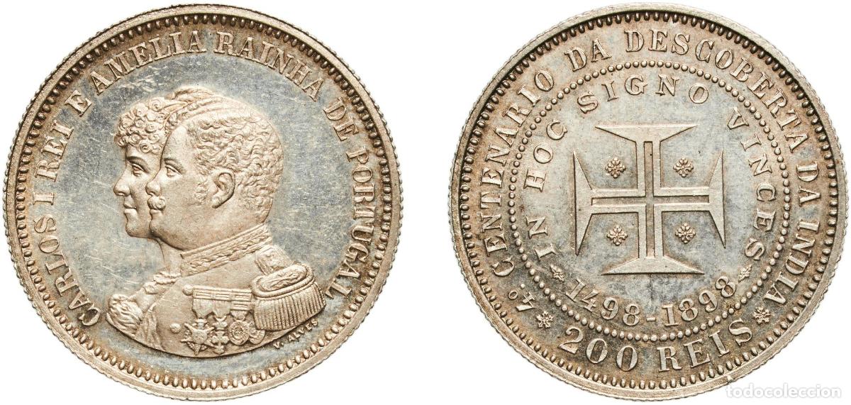 Monedas Juan Carlos I: 200 R&eacute;is - Carlos I (Discovery of India) 1898