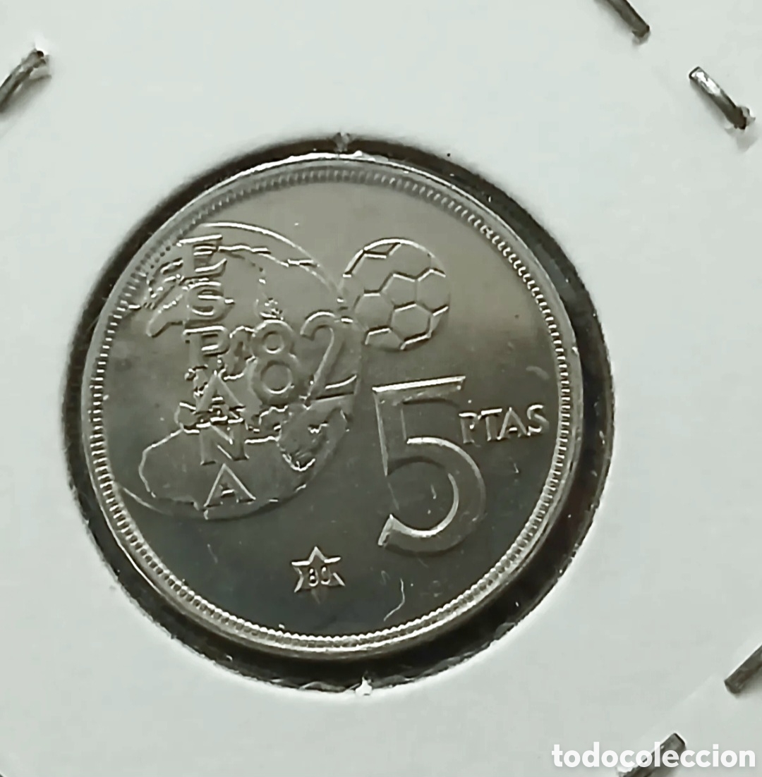 Monedas Juan Carlos I: ESCASA MONEDA DE 5 PESETAS ERROR DEL MUNDIAL S/C