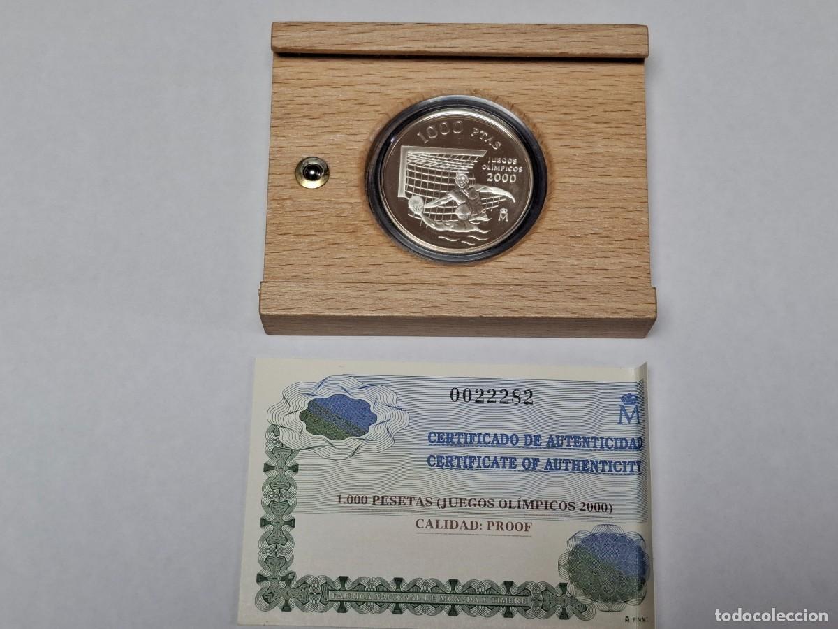 Monedas Juan Carlos I: Estuche de Madera moneda de Plata de 1000 Pesetas de 1999 JUEGOS OLIMPICOS 2000 BANCO DE ESPA&Ntilde;A en P