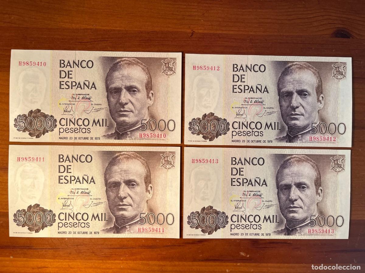Monedas Juan Carlos I: Cuarteto Correlativo 5000 Pesetas 1979 - Rey Juan Carlos I - Estado SC / Plancha (Serie H9)