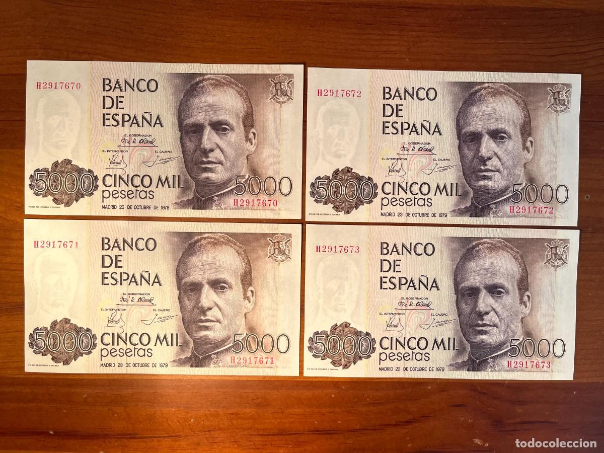 Monedas Juan Carlos I: Cuarteto Correlativo 5000 Pesetas 1979 - Rey Juan Carlos I - Estado SC / Plancha (Serie H2)