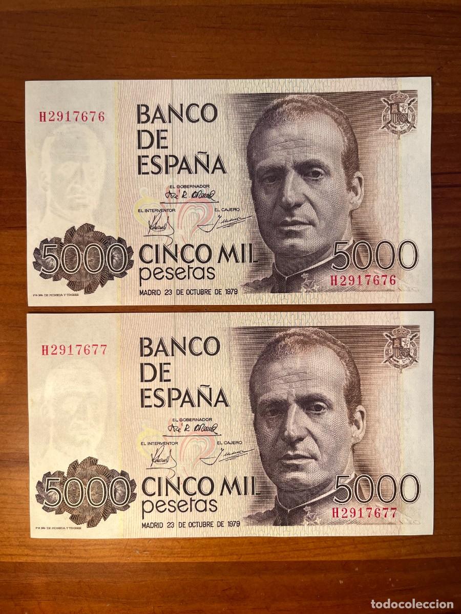 Monedas Juan Carlos I: Pareja Correlativa 5000 Pesetas 1979 - Juan Carlos I - Estado SC / Sin Circular (Serie H2)