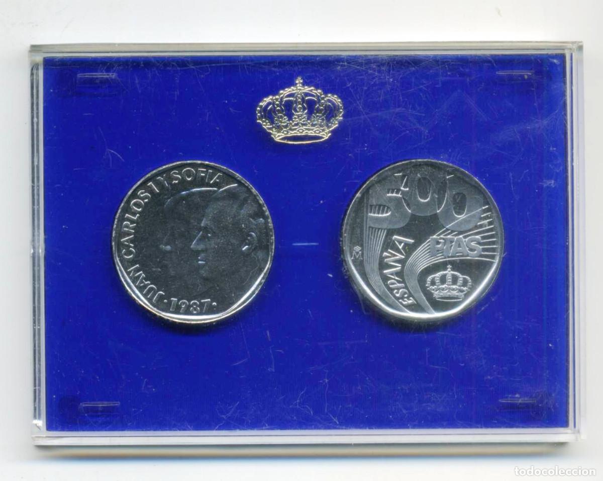 Monedas Juan Carlos I: XS- Pruebas en ACERO 1987 500 Pesetas FNMT 2 monedas en estuche