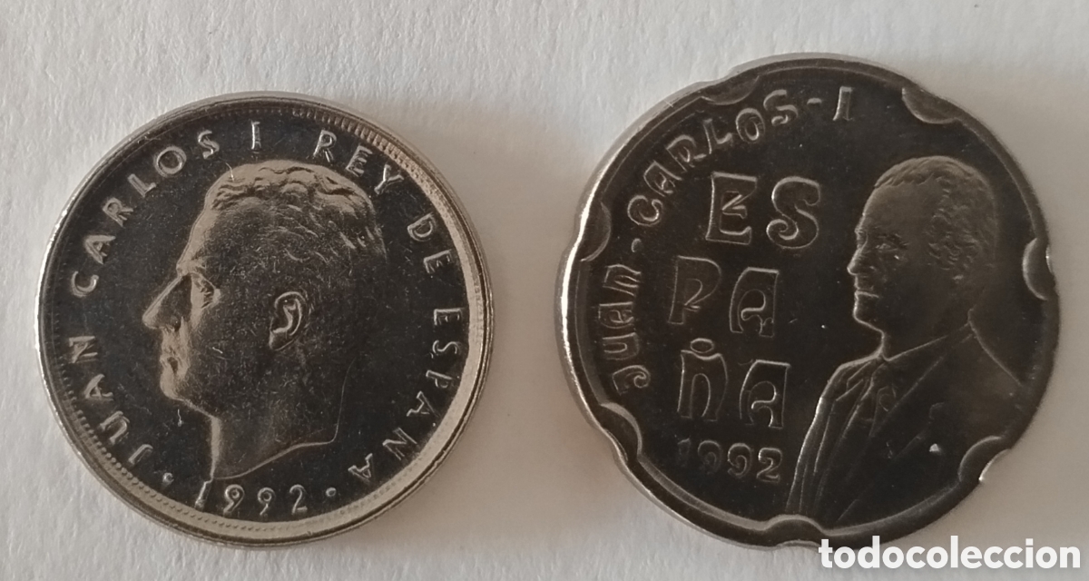 Moedas Juan Carlos I: LOTE DE DOS MONEDAS DE JUAN CARLOS I 1992 DE 10 PESETAS Y 50 PESETAS &rdquo;SAGRADA FAMILIA&rdquo; SIN CIRCULAR