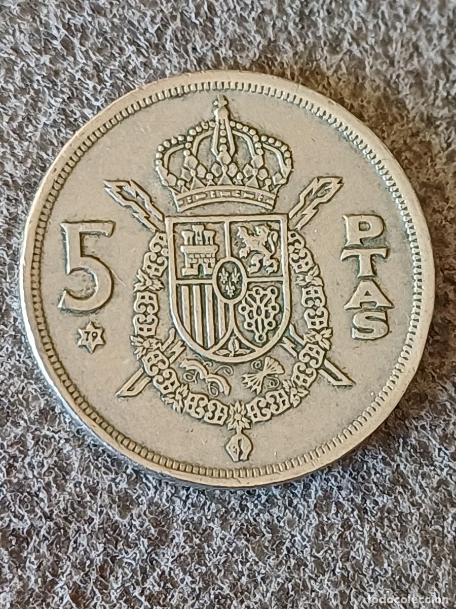 Monedas Juan Carlos I: 5 pesetas de Juan Carlos I del a&ntilde;o 1975 estrella 79. Moneda sustituta de la de 5 pesetas de Franco.