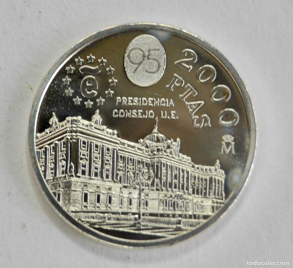 Monedas Juan Carlos I: Moneda de plata 2000 ptas. Presidencia Espa&ntilde;ola del Consejo de Ministros de la Uni&oacute;n Europea. 1995