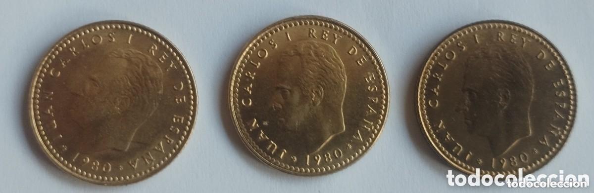 M&uuml;nzen unter Juan Carlos I: LOTE DE TRES MONEDAS DE 1 PESETA JUAN CARLOS I 1980 ESTRELLAS 80-81 Y 82 SC MUNDIAL
