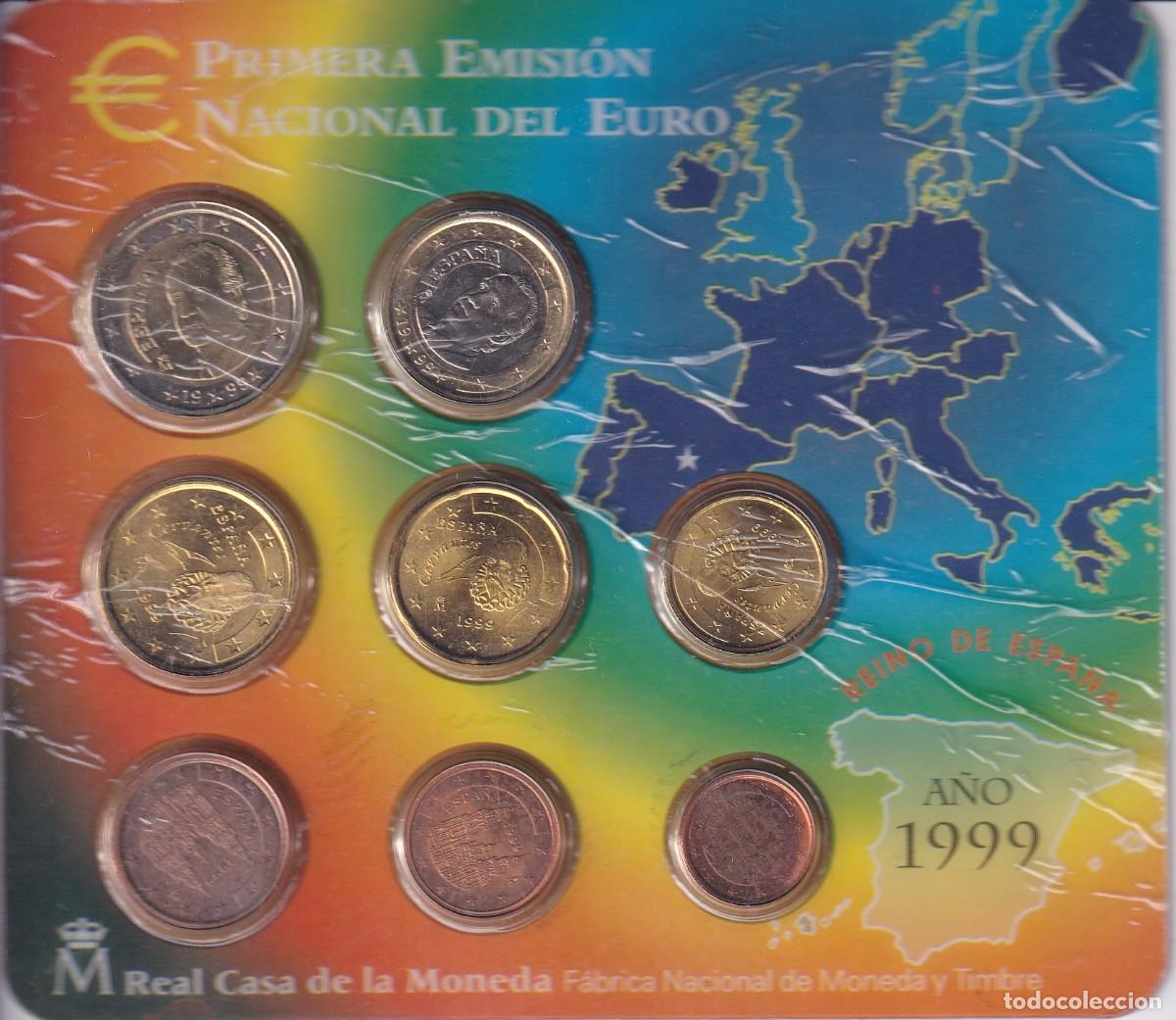 Moedas Juan Carlos I: 1999 CARTERA CON 8 MONEDAS - PRUEBAS NUMISM&Aacute;TICAS - FABRICA NACIONAL DE MONEDA Y TIMBRE