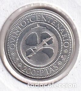 Moedas Juan Carlos I: MONEDA DE PLATA DE ESPA&Ntilde;A DE 200 PESETAS DEL A&Ntilde;O 1989 QUINTO CENTENARIO