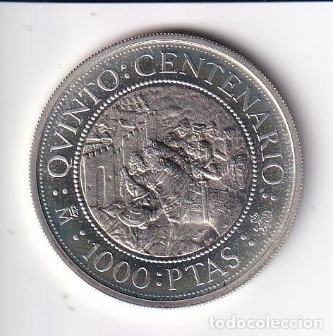 Moedas Juan Carlos I: MONEDA DE PLATA DE ESPA&Ntilde;A DE 1000 PESETAS DEL A&Ntilde;O 1989 QUINTO CENTENARIO