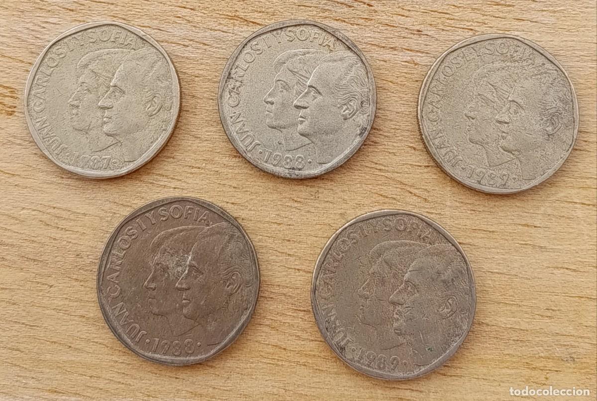 M&uuml;nzen unter Juan Carlos I: Lote 5 Monedas 500 Pesetas 1987 1989 Juan Carlos I y Do&ntilde;a Sof&iacute;a Bronce de Aluminio