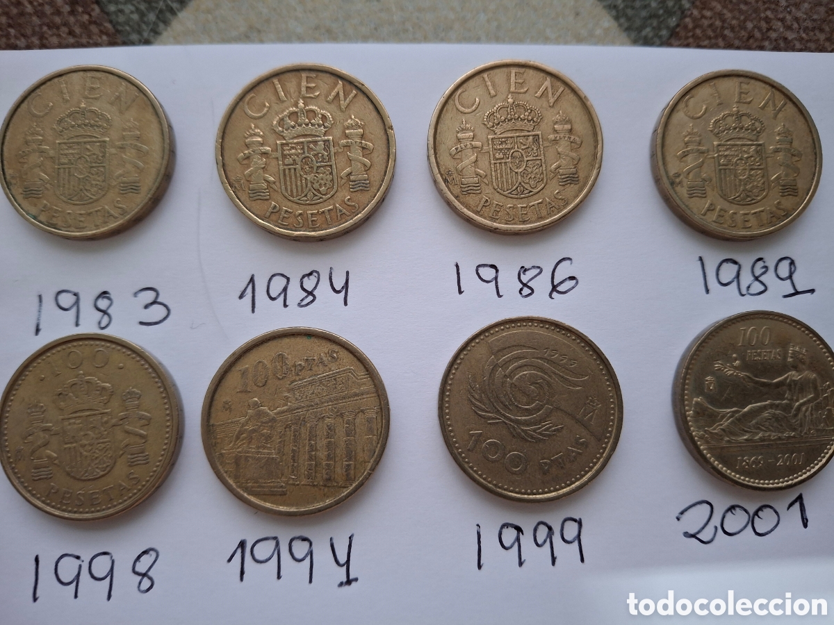 Monete Juan Carlos I: Lote monedas de 100 pestas varios a&ntilde;os