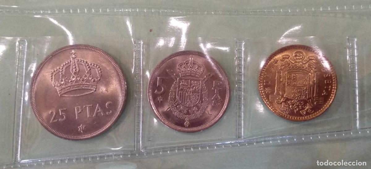 Monete Juan Carlos I: C1975 SERIE DE 3 VALORES MONEDAS ESPA&Ntilde;A 1975 ESTRELLA 77