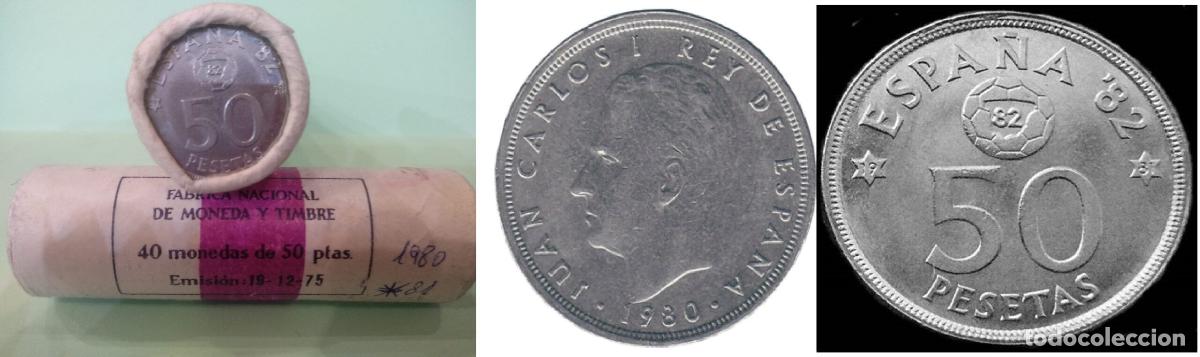 Monete Juan Carlos I: C1980 CARTUCHO DE 40 MONEDA ESPA&Ntilde;A 50 PESETAS 1980 ESTRELLA 81
