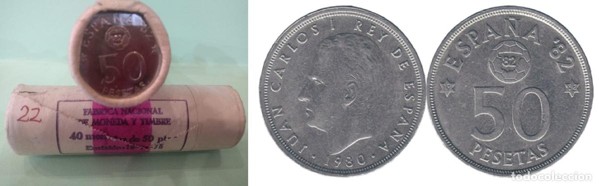 Monete Juan Carlos I: C1980 CARTUCHO DE 40 MONEDA ESPA&Ntilde;A 50 PESETAS 1980 ESTRELLA 82