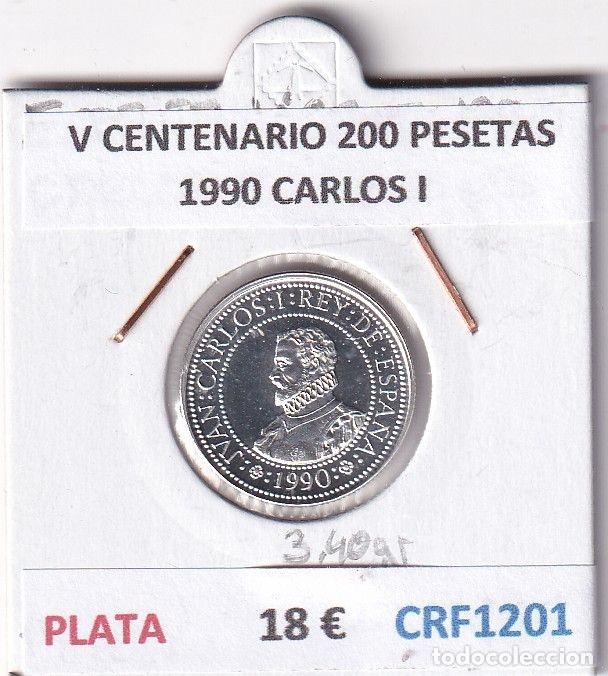Moedas Juan Carlos I: CRF1201 MONEDA ESPA&Ntilde;A V CENTENARIO 200 PESETAS 1990 CARLOS I PLATA