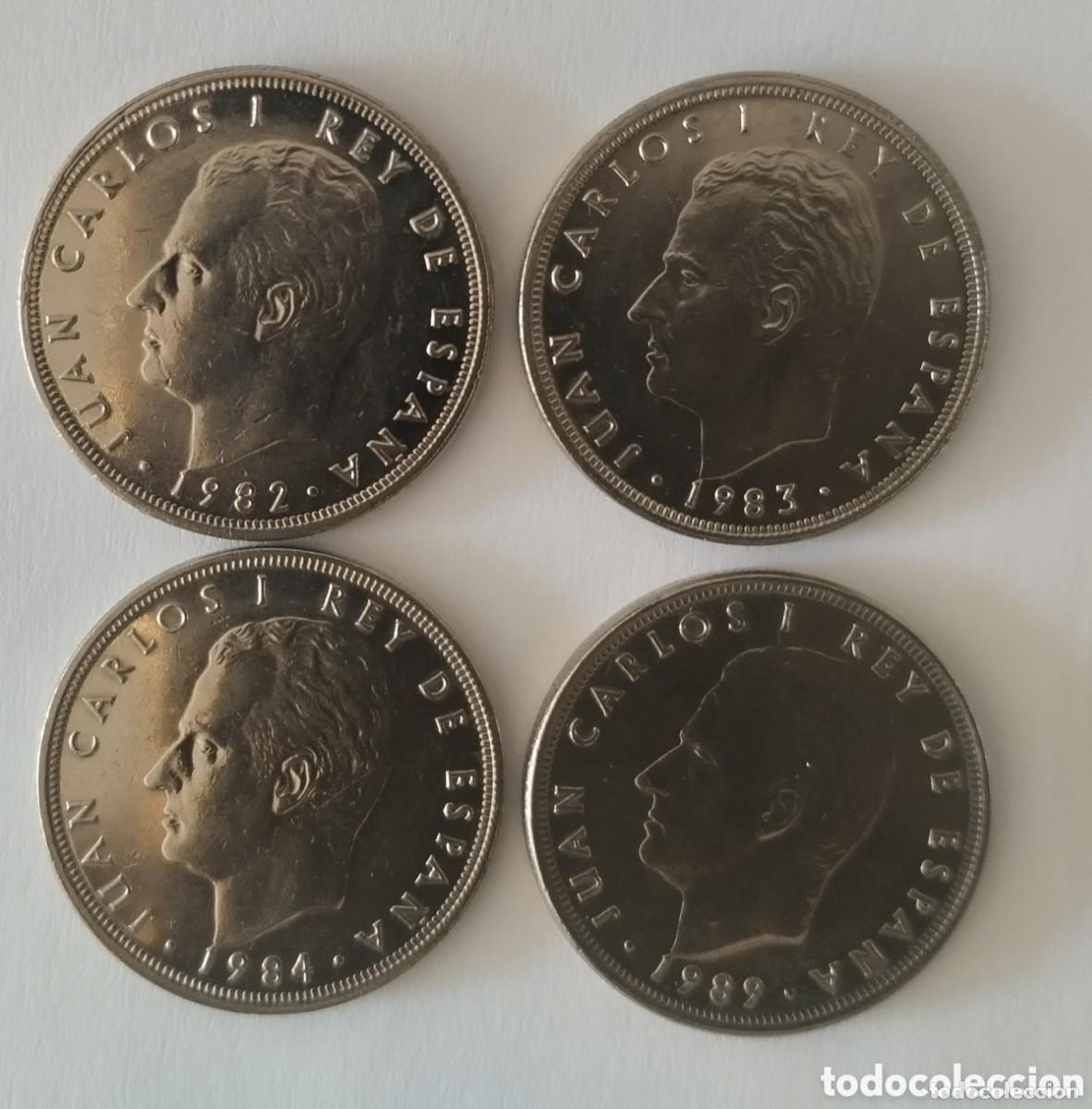 Monete Juan Carlos I: LOTE DE CUATRO MONEDAS DE 5 PESETAS JUAN CARLOS I 1982-1983-1984-1989 (FOTO)