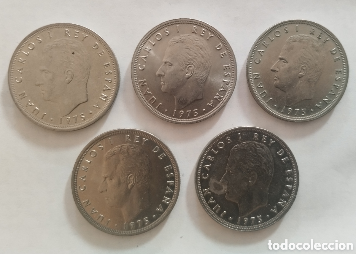 Monete Juan Carlos I: LOTE DE 5 MONEDAS DE 5 PESETAS JUAN CARLOS I 1975 ESTRELLAS 76-77-78-79-80 SC