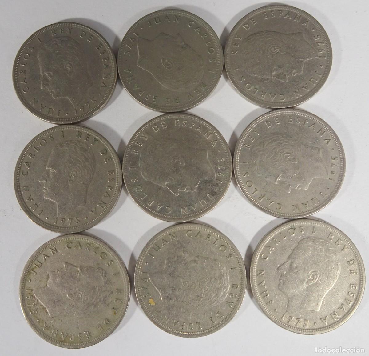 Monete Juan Carlos I: LOTE DE 9 MONEDAS 5 PESETAS 1975 ,VER FOTOS
