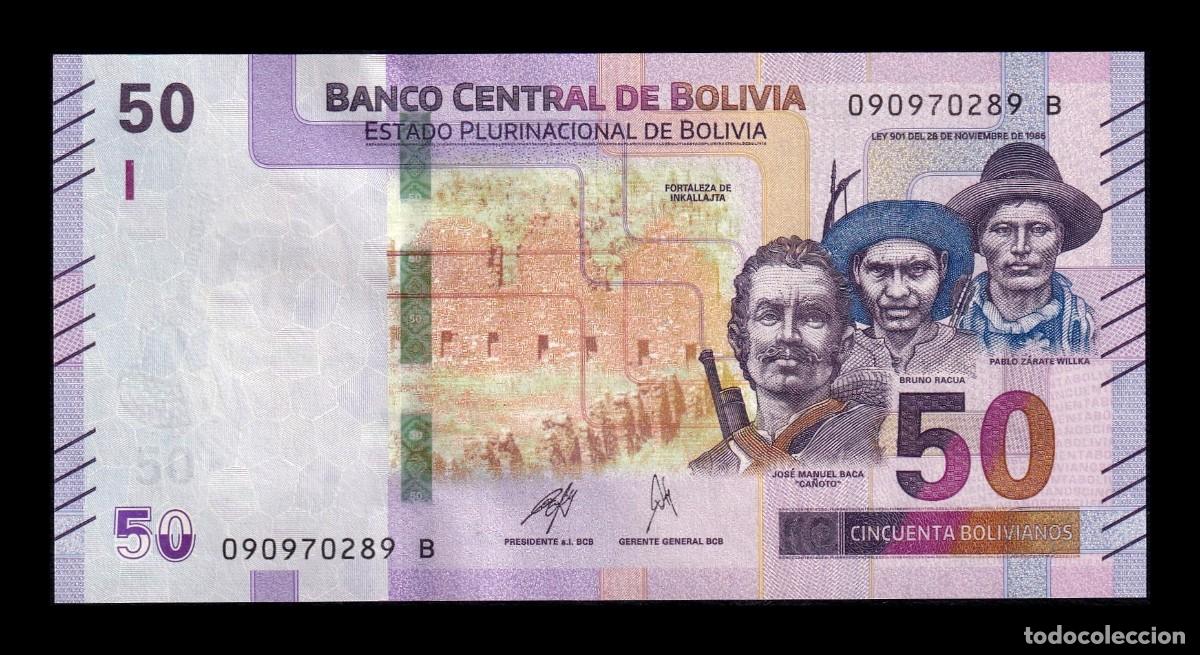 Monedas Juan Carlos I: Bolivia 50 Bolivianos 2019-2024 Pick 250c Serie B Sc Unc