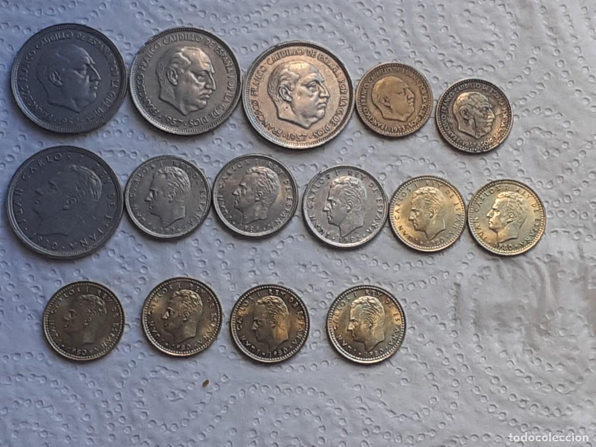 Monete Juan Carlos I: Lote de monedas Franco y Juan Carlos I.