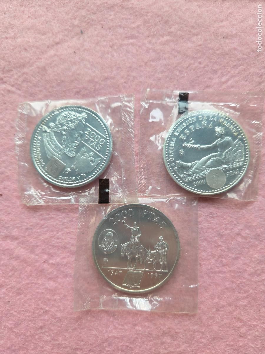 Coins Juan Carlos I: 2000 PESETAS PLATA A&Ntilde;OS 1997-2000 Y 2001 NUEVAS CON PLASTICO