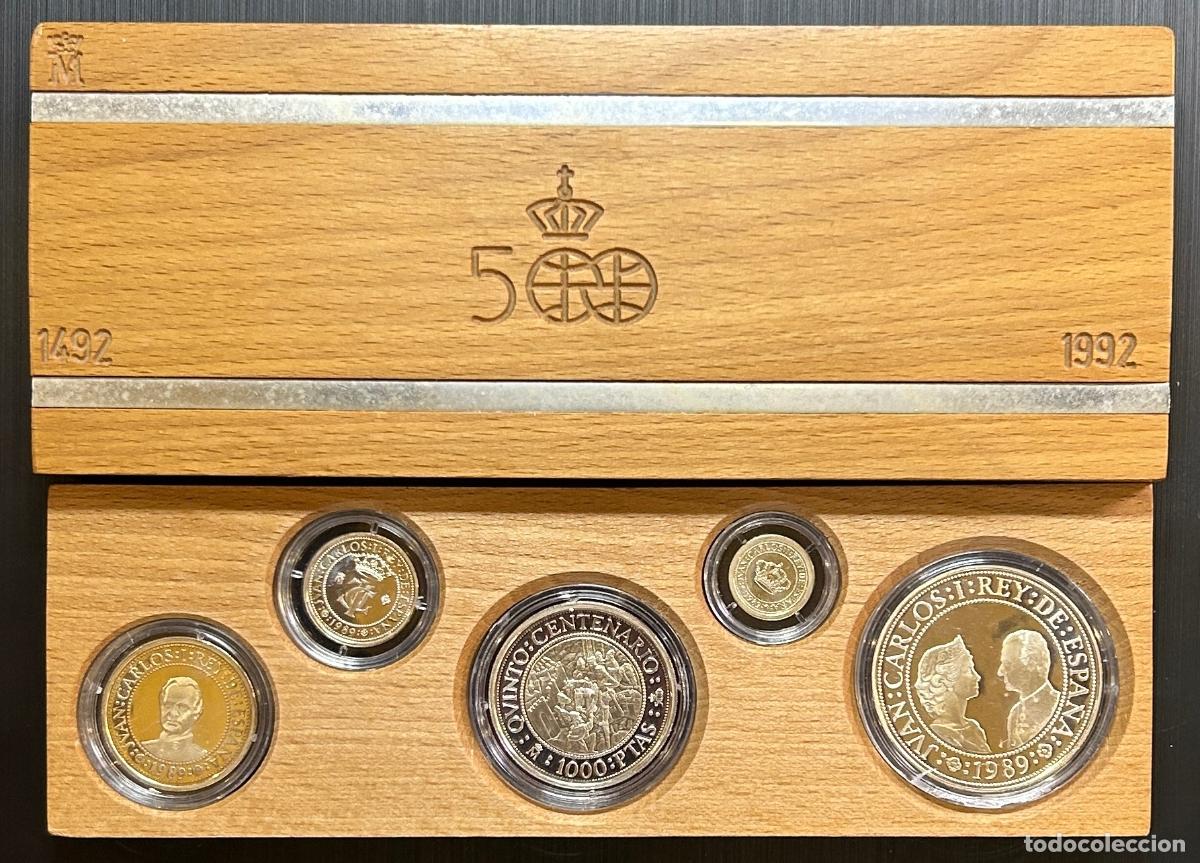 Monedas Juan Carlos I: CREXP758 MONEDAS ESPA&Ntilde;A V CENTANARIO SERIE 1&ordf; 1989 5 VALORES PLATA