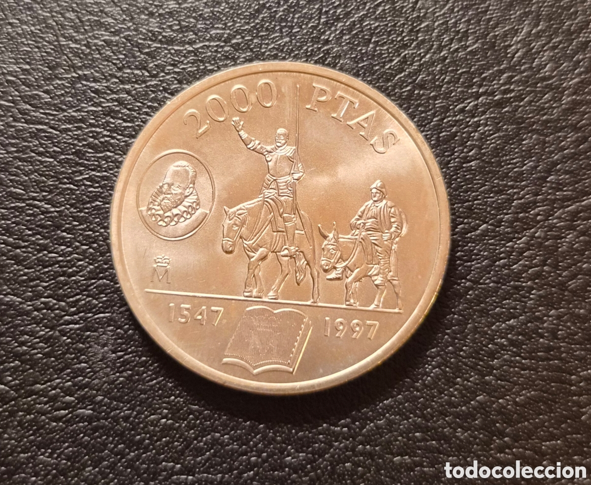 Monedas Juan Carlos I: 2000 pesetas 1997 juan carlos i &ndash; miguel de cervantes don quijote &ndash; plata 925