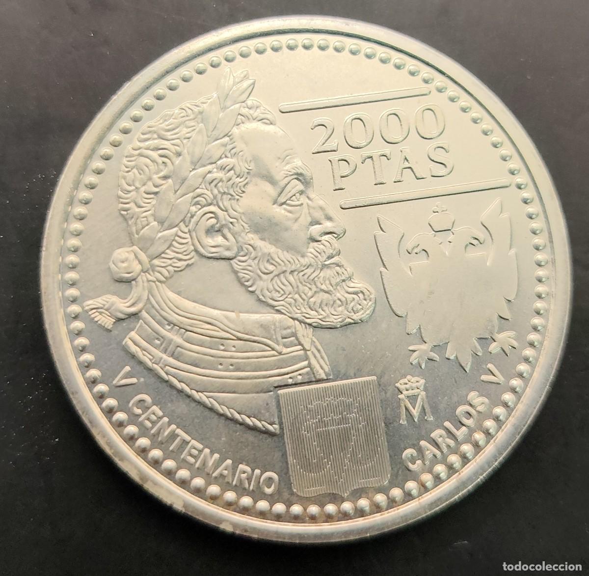 Monedas Juan Carlos I: ESPA&Ntilde;A A&Ntilde;O 2000 , 2000 PTAS PLATA &rdquo; CARLOS V &rdquo;